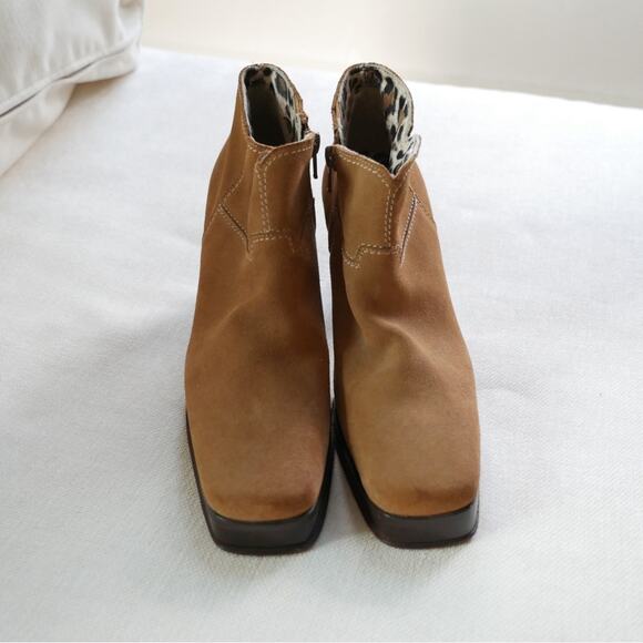 Warren Edwards Ankle Handmade in Italy Boot Brown Suede Chunky Heel 6.5 - Picture 4 of 12